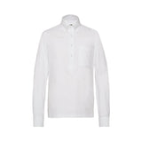 White Stretch Oxford Popover Shirt